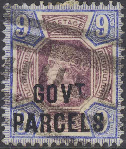 9 p blue and lilac "GOVt PARCELS"