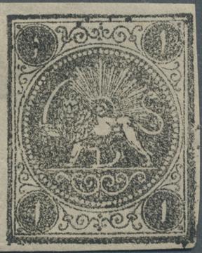 1 ch black, from a block of 2x2 stamps.